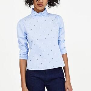 ZARA Basic Collection Bejeweled Gathered Blouse